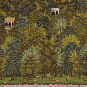 Verdant Whispers: Krishna's Sacred Grove in Bloom