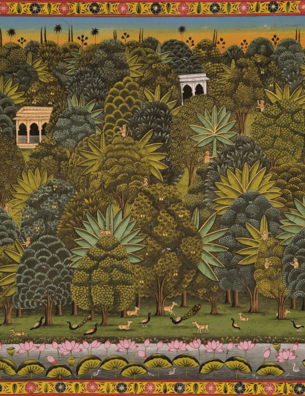 Verdant Whispers: Krishna's Sacred Grove in Bloom