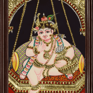 Divine Melody: Krishna Bhagwan in Tanjore Elegance