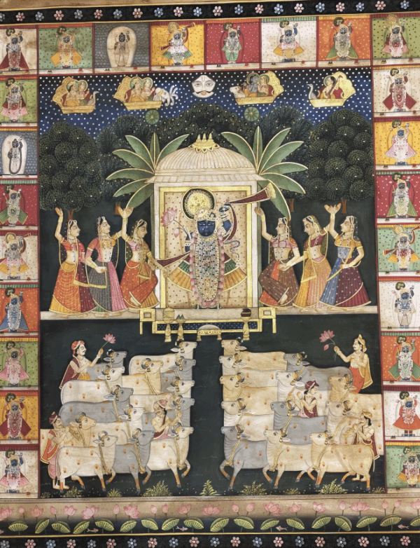 Divine Serenade: Shrinathji with Gopis and the Sacred Herd - Image 2