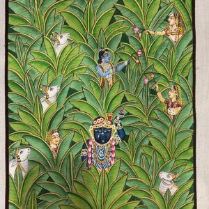 Krishna in the groves of Vrindavan 2×1.5 feet Pichwai painting